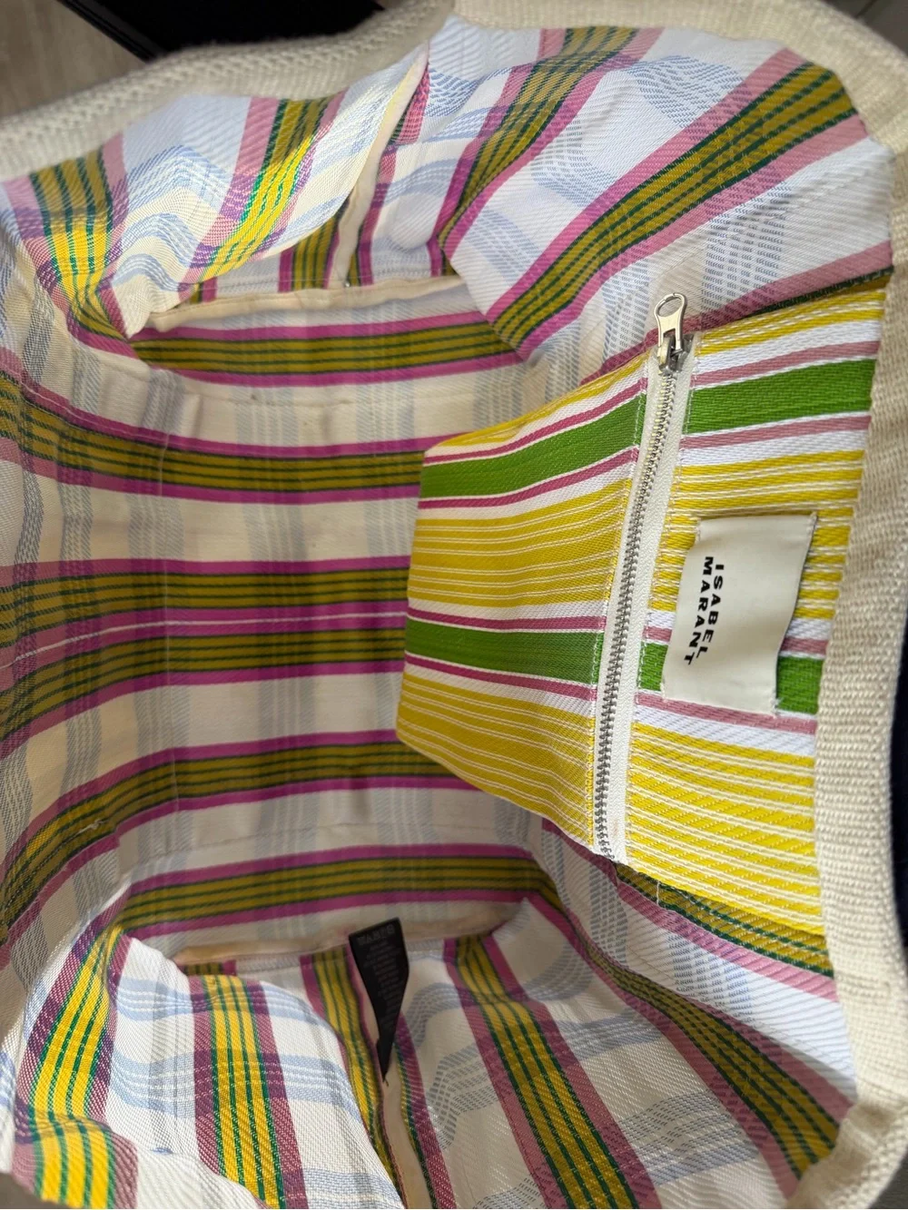 Isabel Marant Darwen Striped Large Tote Bag Multicolor Embroidered Logo
